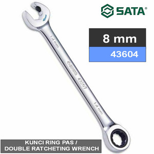 Kunci Ring Pas Double Ratchet 8 mm 43604 Wrench Sata Tools