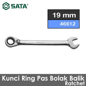 Kunci Ring Pas Bolak Balik 19 mm 46612 Rvsbl Ratchet Wrench Sata Tools