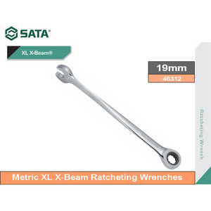 Kunci Ring Pas Ratchet Anti Sakit 19 mm 46312 X-Beam Wrench Sata Tools