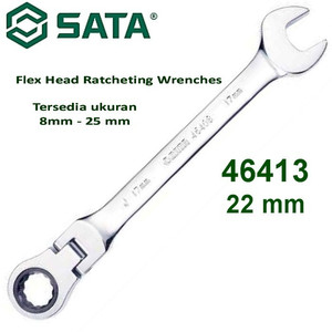 Kunci Ring Pas 22mm Flex Head Ratcheting Wrenches 46413 Sata Tools