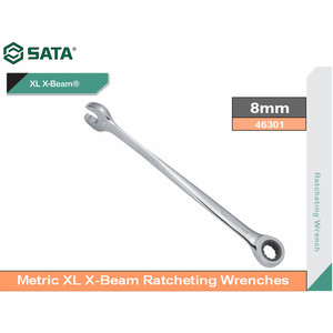 Kunci Ring Pas Ratchet Anti Sakit 8 mm 46301 X-Beam Wrench Sata Tools