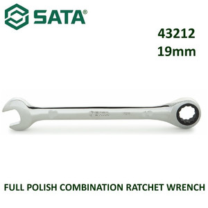 Kunci Ring Pas 19 mm 43212 Full Polish Comb Ratchet Wrench Sata Tools