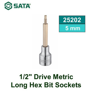 Mata Sok Bit Hex 5 mm 25202 1/2" 100 L Metric Hex Bit Socket Sata Tool