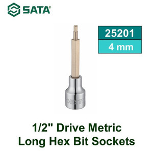 Mata Sok Bit Hex 4 mm 25201 1/2" 100 L Metric Hex Bit Socket Sata Tool