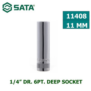 Kunci Shock Mata Sok 11408 1/4" Dr. 6PT. Deep Socket 11mm Sata Tools