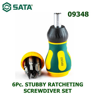 Obeng Cebol 09348 6 Pcs Stubby Ratcheting Screwdiver Set Sata Tools