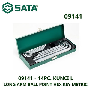 Kunci L Metrik 14 Pcs 09141 Long Arm Ball Point Hex Key Sata Tools