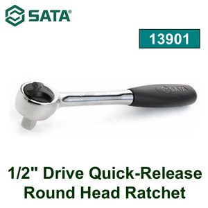 Gagang Kunci Sok 13901 1/2" Dr. Quick-Release Round Head Ratchet Sata