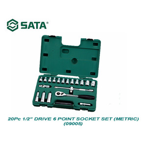 Kunci Shock Mata Sok 20 Pc Metrik 09005 1/2" 6PT Socket Set Sata Tools