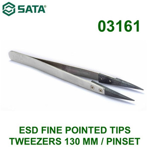 Pinset Runcing 130 mm 03161 ESD Fine Pointed Tips Tweezers Sata Tools