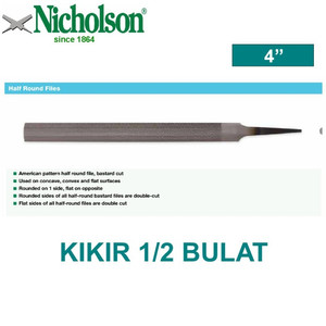 Kikir 1/2 Bulat 4" Halus No Handle Nicholson