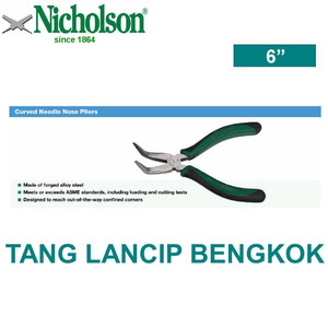 Tang Lancip Bengkok 6" - Curved Needle Nose Pliers Nicholson