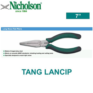 Tang Lancip 7" - Long Nose Flat Pliers Nicholson