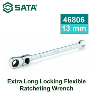 Kunci Ring Pas 13mm 46806 Extra Long Locking Flex Ratchet Wrench SATA