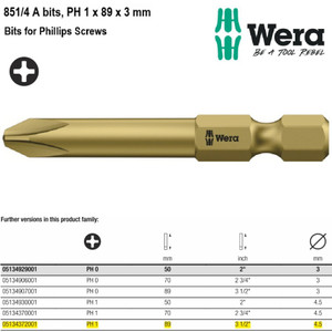 Mata Obeng Plus PH 1 x 89 mm Wera 05134372001 Philips Bits