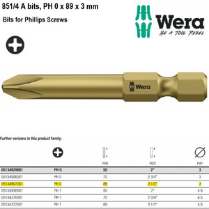 Mata Obeng Plus PH 0 x 89 mm Wera 05134907001 Philips Bits