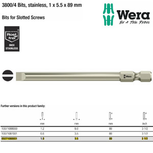 Mata Obeng Minus Stainless 1.0 x 5.5 x 89 mm Wera 05071080001 Slotted