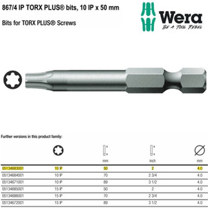 Mata Obeng Bintang 10 IP x 50 mm Wera 05134683001 TORX PLUS Bit Screws