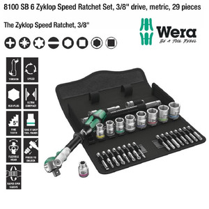 Tool Kit Set Wera 05004046001 Zyklop Speed Ratchet 3/8" Metric, 29Pcs