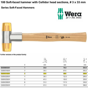 Palu Cellidor Wera 05000015001 Soft-Faced Hammer "100" #3 33x96x280mm