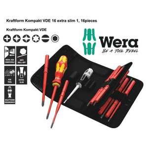 Obeng VDE Bit Extra Slim Set Wera 05003484001 Changeable Blade - 16 Pc