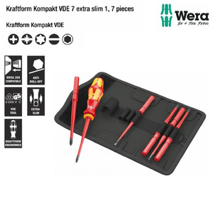 Obeng VDE Bit Extra Slim Set Wera 05003475001 Kraftform Set - 7 Pc