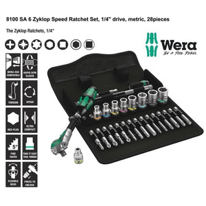 Tool Kit Set Wera 05004016001 Zyklop Speed Ratchet Set 1/4" Drive 28Pc