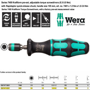 Obeng Torsi 1/4" 1.2-3.0Nm Wera 05074716001 PRE-SET Torque Screwdriver