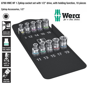 Socket Metric Set Wera 05004203001 Zyklop Accessories 1/2" Drive, 10Pc