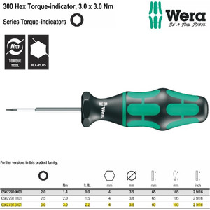 Obeng Torsi Hex-Plus 3.0 mm -3.0 Nm Wera 05027912001 Torque-indicators