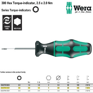 Obeng Torsi Hex-Plus 2.5mm - 2.0 Nm Wera 05027911001 Torque-indicators