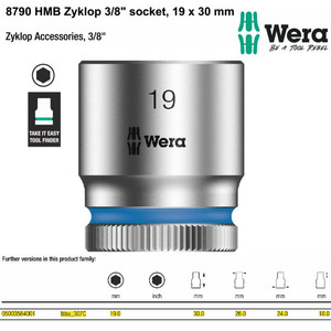 Socket 3/8" Zyklop Socket 19 x 30 mm Wera 05003564001