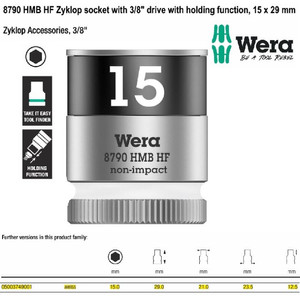 Socket 3/8" Zyklop Socket 15 x 29 mm Wera 05003749001