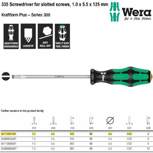 Obeng Minus 1.0 x 5.5 x 125 mm S/D for Slotted Screws Wera 05110007001