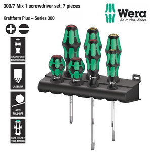 Obeng Plus & Minus Set Wera 05008900001 Mix 1 Screwdriver Set - 7 Pc