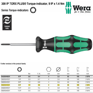 Obeng Torsi Bintang 9 IP - 1.4 Nm Wera 05028043001 Torque-indicators