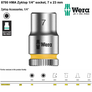 Socket 1/4" Zyklop Socket 7 x 23 mm Wera 05003506001