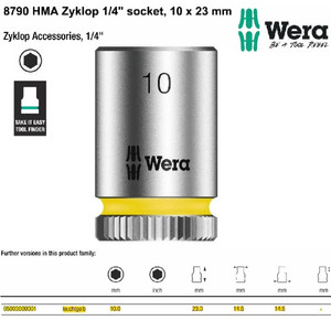 Socket 1/4" Zyklop Socket 10 x 23 mm Wera 05003509001