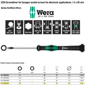 Obeng Hex-Plus Mirco 1.5 x 60 mm Wera 05118066001 Hexagon Socket Screw