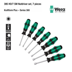 Obeng Hex Nutdriver Set Wera 05029510001 395 HO/7 SM Nutdriver Set 7Pc