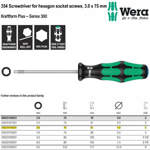 Obeng Hex-Plus 3.0 x 75 mm Wera 05023110001 Screwdriver hexagon screws