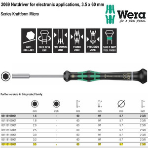 Obeng Hex Nutdriver Mirco 3.5 x 60 mm Wera 05118118001 Nutdriver