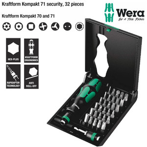 Obeng Bits Set 32 Pc Wera 05057111001 Kraftform Kompakt 71 security