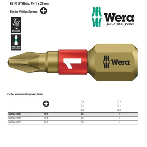 Mata Obeng Plus PH 1 x 25 mm Wera 05056410001 Bits Phillips Screws