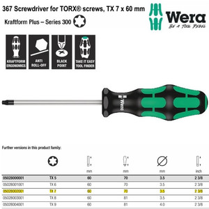 Obeng Bintang TX 7 x 60 mm Wera 05028002001 Torx screws