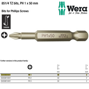 Mata Obeng Plus PH 1 x 50 mm Wera 05059805001 Philips Bits