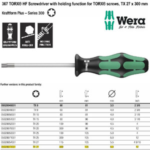 Obeng Bintang TX 27 x 300 mm Wera 05028072001 HF Torx Screws