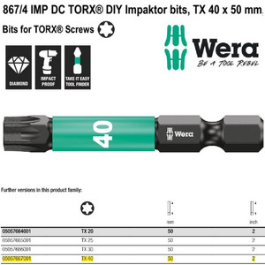 Mata Obeng Impaktor TORX® TX 40 x 50 mm Wera 05057667001 TORX® bits