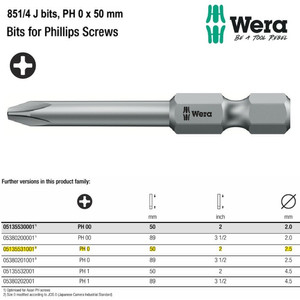 Mata Obeng Plus PH 0 x 50 mm Wera 05135531001 Philips Bits