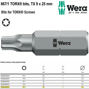 Mata Obeng Bintang TX 9 x 25 mm Wera 05066496001 Z Bits TORX Screws